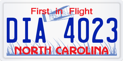 NC license plate DIA4023