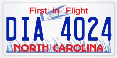 NC license plate DIA4024