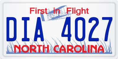 NC license plate DIA4027