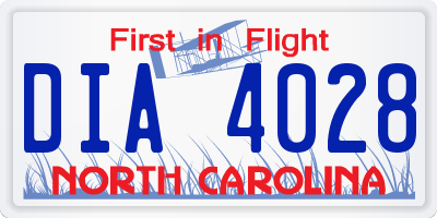 NC license plate DIA4028
