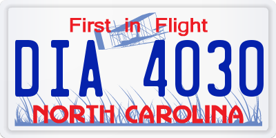 NC license plate DIA4030