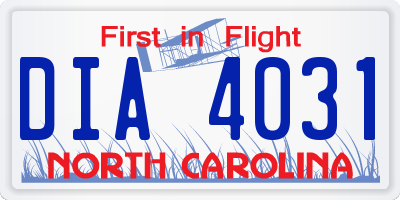 NC license plate DIA4031