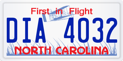 NC license plate DIA4032