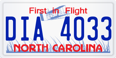 NC license plate DIA4033