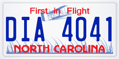 NC license plate DIA4041