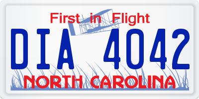NC license plate DIA4042