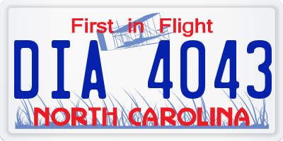 NC license plate DIA4043