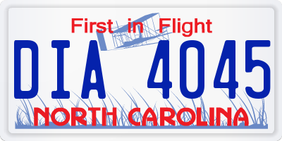 NC license plate DIA4045
