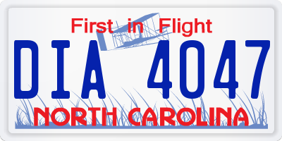 NC license plate DIA4047