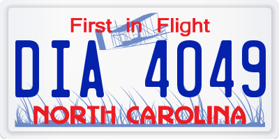 NC license plate DIA4049