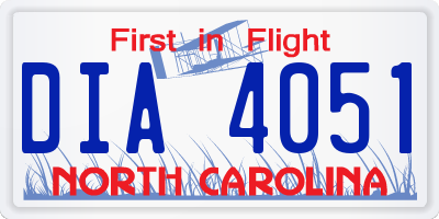 NC license plate DIA4051