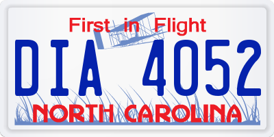 NC license plate DIA4052