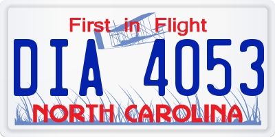 NC license plate DIA4053