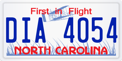 NC license plate DIA4054