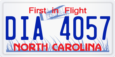NC license plate DIA4057