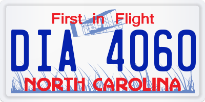 NC license plate DIA4060