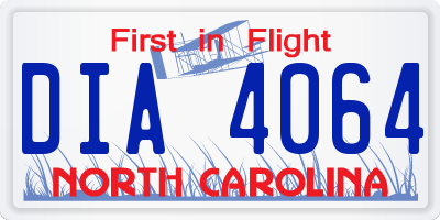 NC license plate DIA4064