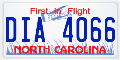 NC license plate DIA4066