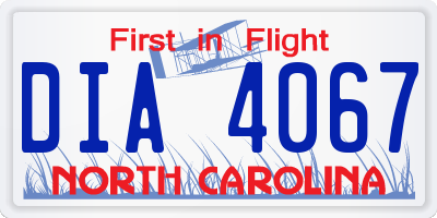 NC license plate DIA4067