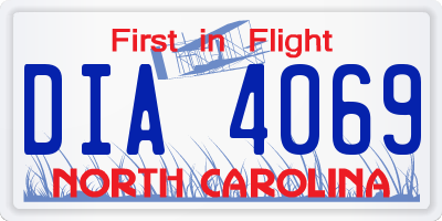 NC license plate DIA4069