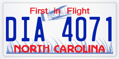 NC license plate DIA4071