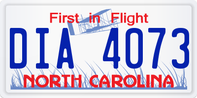 NC license plate DIA4073