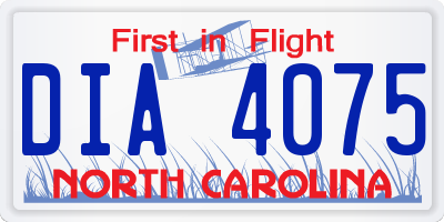 NC license plate DIA4075