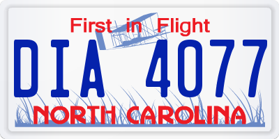 NC license plate DIA4077