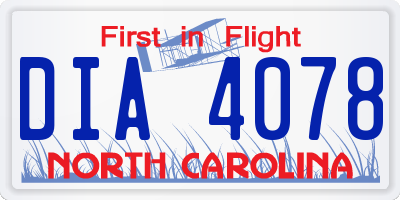 NC license plate DIA4078