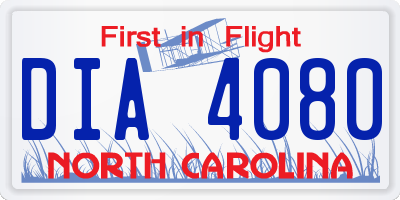 NC license plate DIA4080