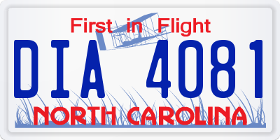 NC license plate DIA4081