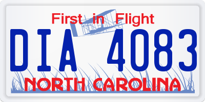 NC license plate DIA4083