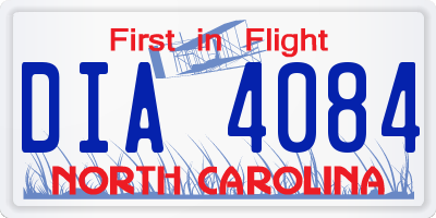 NC license plate DIA4084