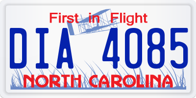 NC license plate DIA4085