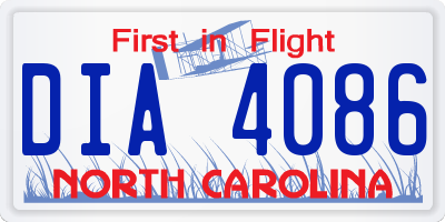 NC license plate DIA4086