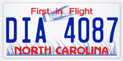 NC license plate DIA4087