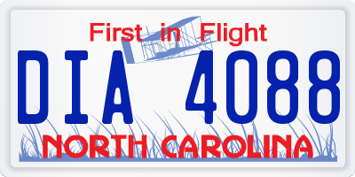 NC license plate DIA4088