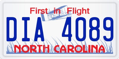 NC license plate DIA4089