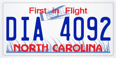 NC license plate DIA4092