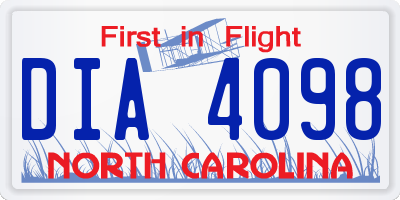 NC license plate DIA4098