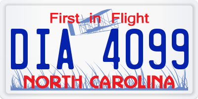 NC license plate DIA4099