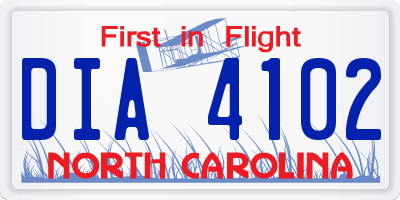 NC license plate DIA4102