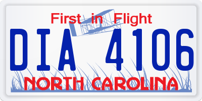 NC license plate DIA4106