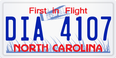 NC license plate DIA4107