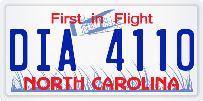 NC license plate DIA4110