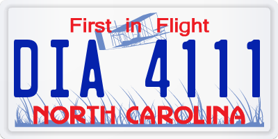 NC license plate DIA4111