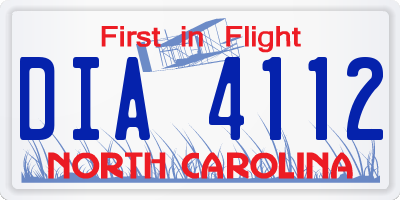 NC license plate DIA4112