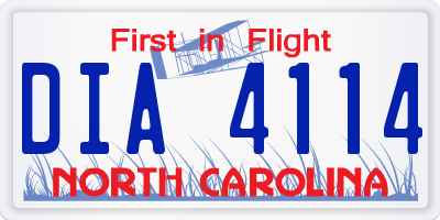 NC license plate DIA4114