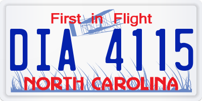 NC license plate DIA4115