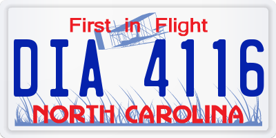 NC license plate DIA4116